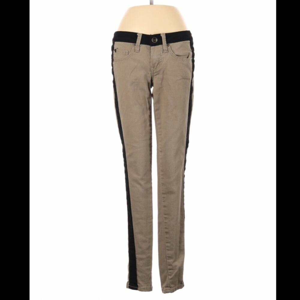 Dollhouse khaki side stripe punk goth low rise‎ skinny Jeans, size 1